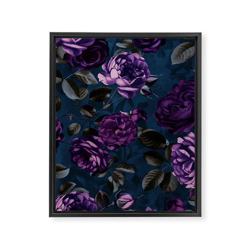 Velveteen Moody Flower Grandeur Plum Blue Teal Framed Canvas Print Gallery Image 8
