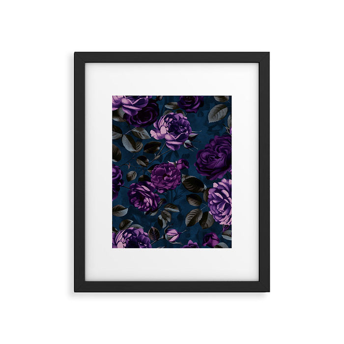 Velveteen Moody Flower Grandeur Plum Blue Teal Framed Art Print Gallery Image 1