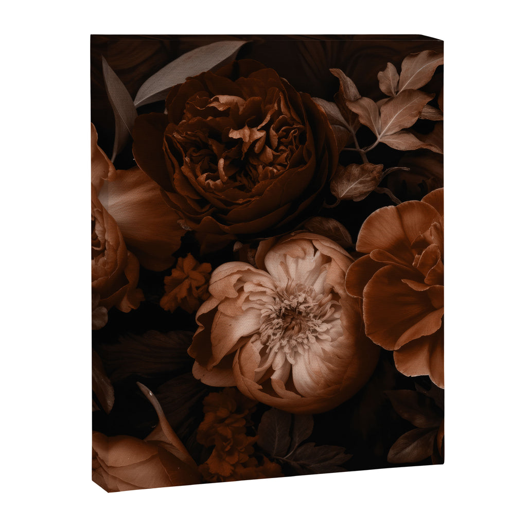 Victorian Grandeur Large Flowers Brown Canvas Print Gallery Image 6
