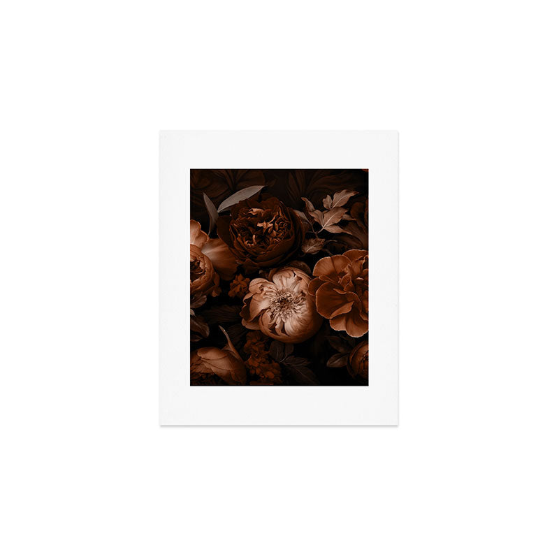 Victorian Grandeur Large Flowers Brown Art Print Gallery Image 1