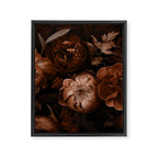 Victorian Grandeur Large Flowers Brown Framed Canvas Print Gallery Image 6