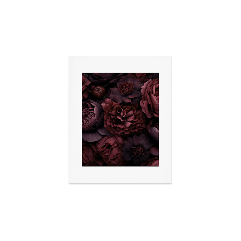 Victorian Grandeur Large Opulent Flowers Burgundy Red Art Print Gallery Image 1