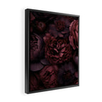 Victorian Grandeur Large Opulent Flowers Burgundy Red Framed Canvas Print Gallery Image 2