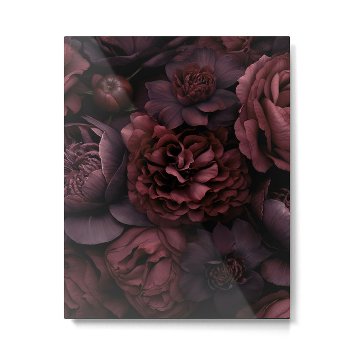 Victorian Grandeur Large Opulent Flowers Burgundy Red Metal Print Gallery Image 1