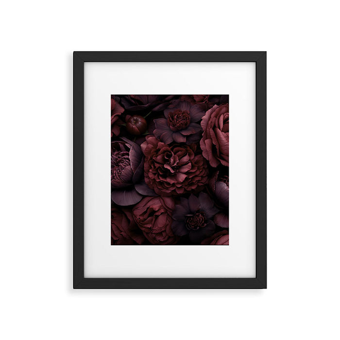 Victorian Grandeur Large Opulent Flowers Burgundy Red Framed Art Print Gallery Image 1