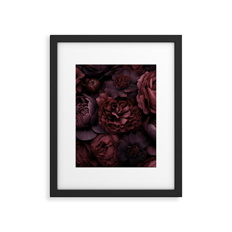 Victorian Grandeur Large Opulent Flowers Burgundy Red Framed Art Print Gallery Image 5
