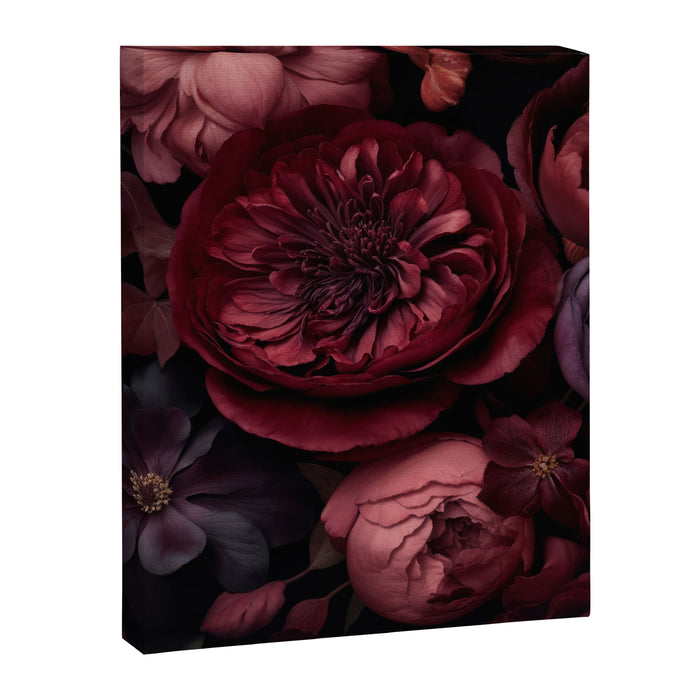 Victorian Grandeur Large Regency Flowers Crimson Red Canvas Print Gallery Image 1