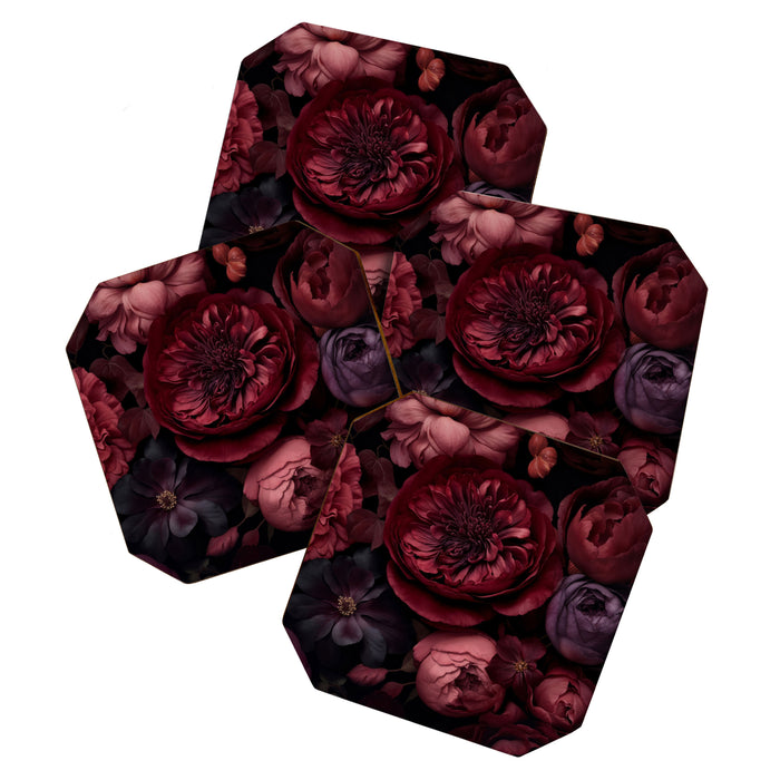 Victorian Grandeur Large Regency Flowers Crimson Red Coaster Gallery Image 1