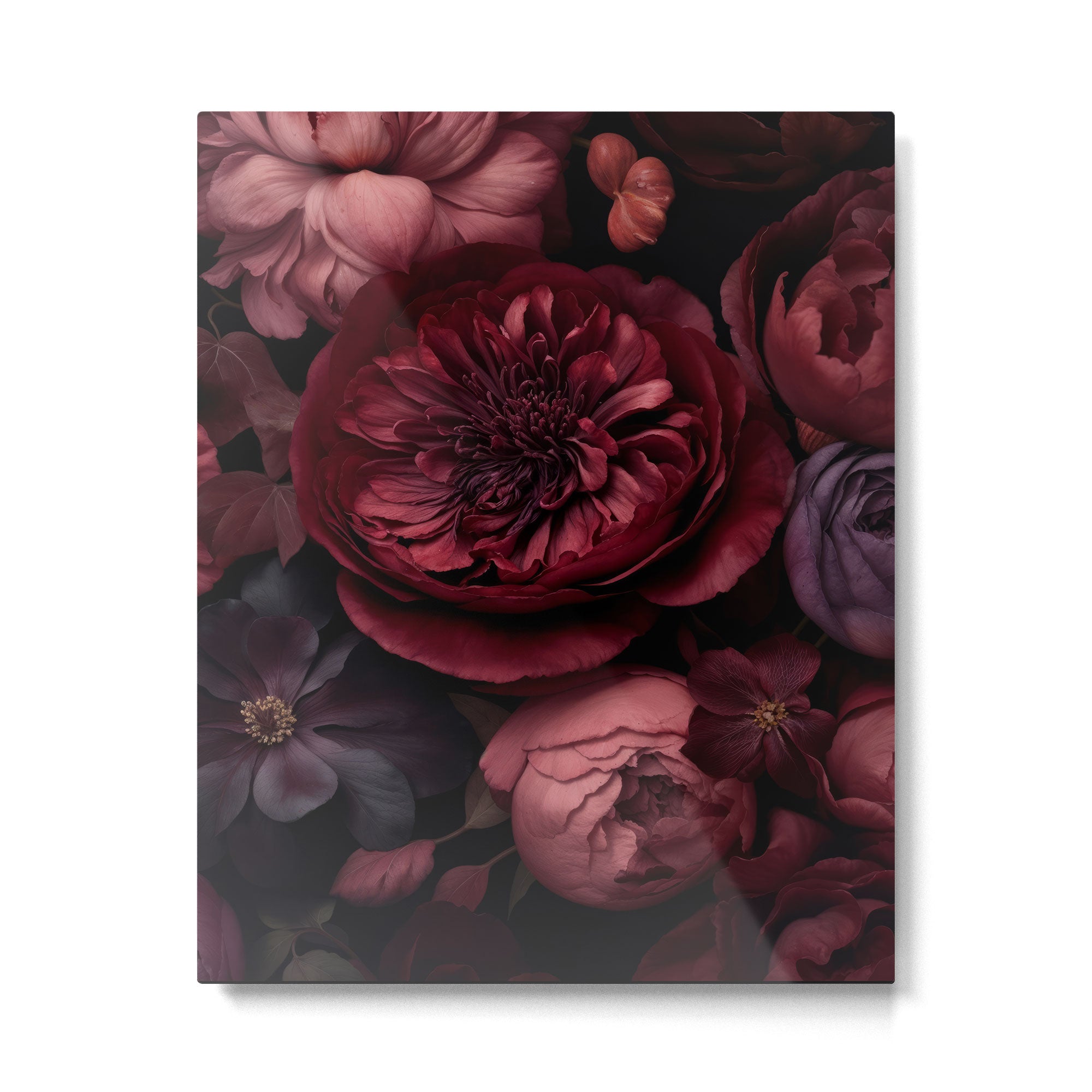 Victorian Grandeur Large Regency Flowers Crimson Red Metal Print Gallery Image 4