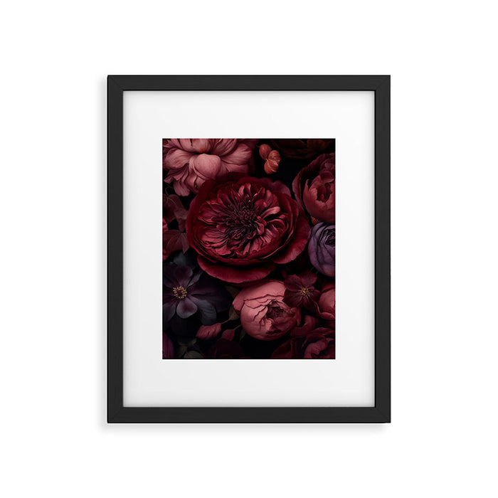 Victorian Grandeur Large Regency Flowers Crimson Red Framed Art Print Gallery Image 1