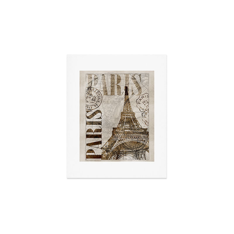 Vintage Paris eiffel tower illustration Art Print Gallery Image 1