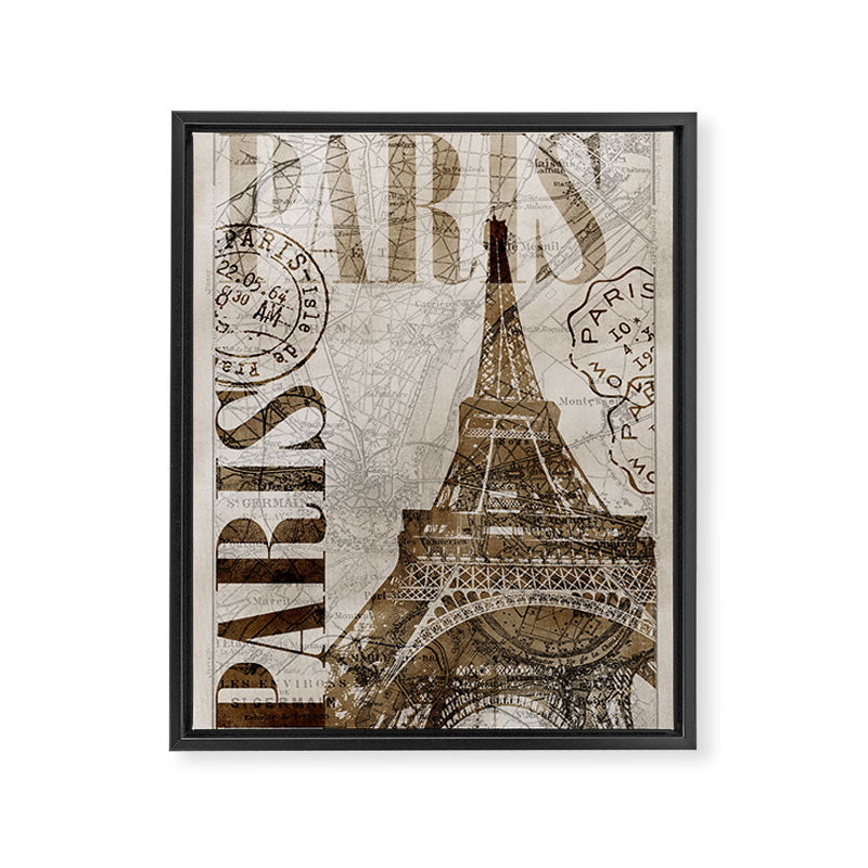 Vintage Paris eiffel tower illustration Framed Canvas Print Gallery Image 8