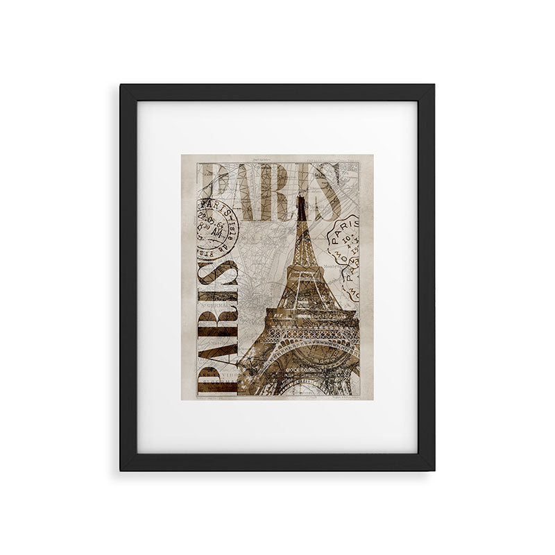 Vintage Paris eiffel tower illustration Framed Art Print Gallery Image 6