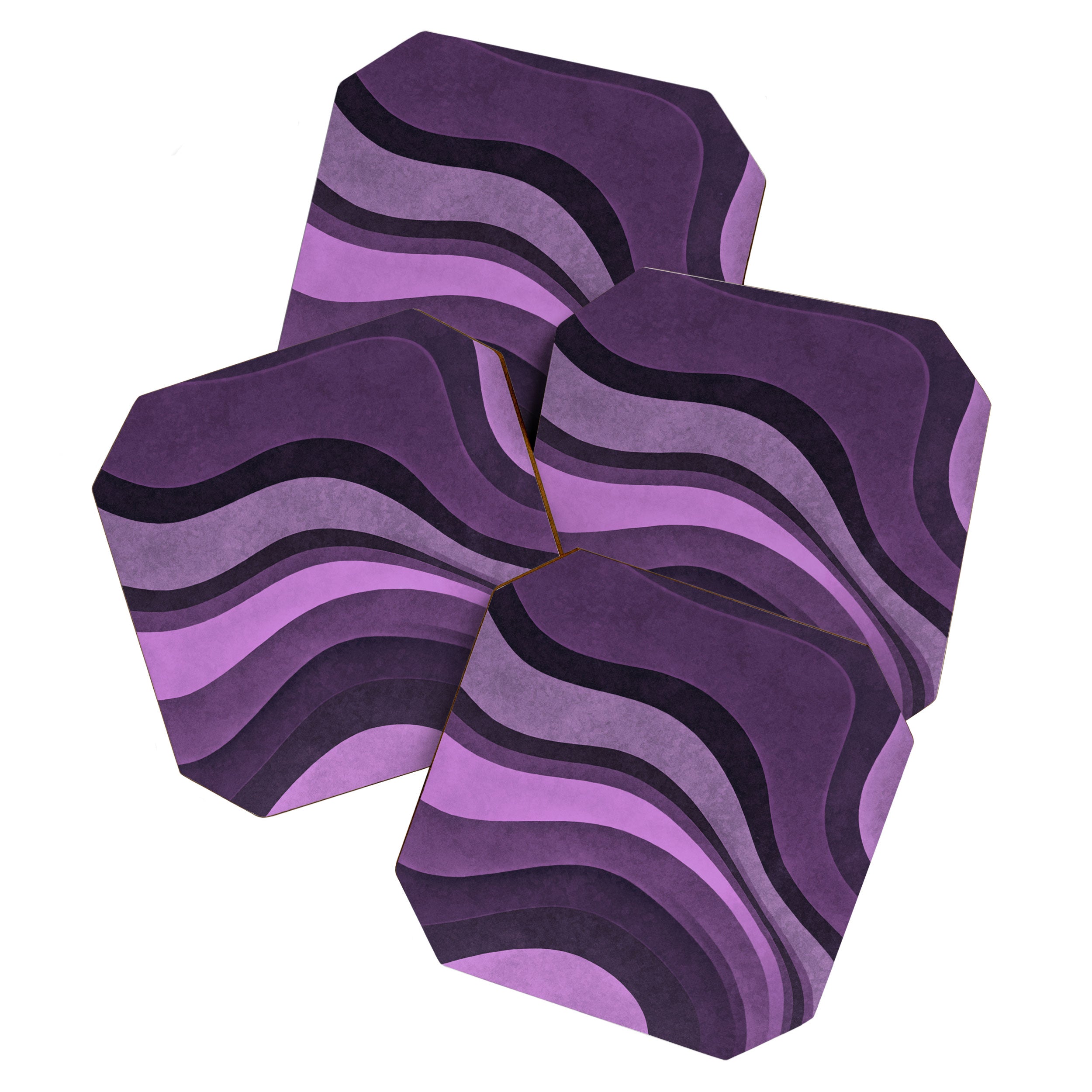 Wavy Watercolor Groovy Purple Shapes Coaster Gallery Image 1