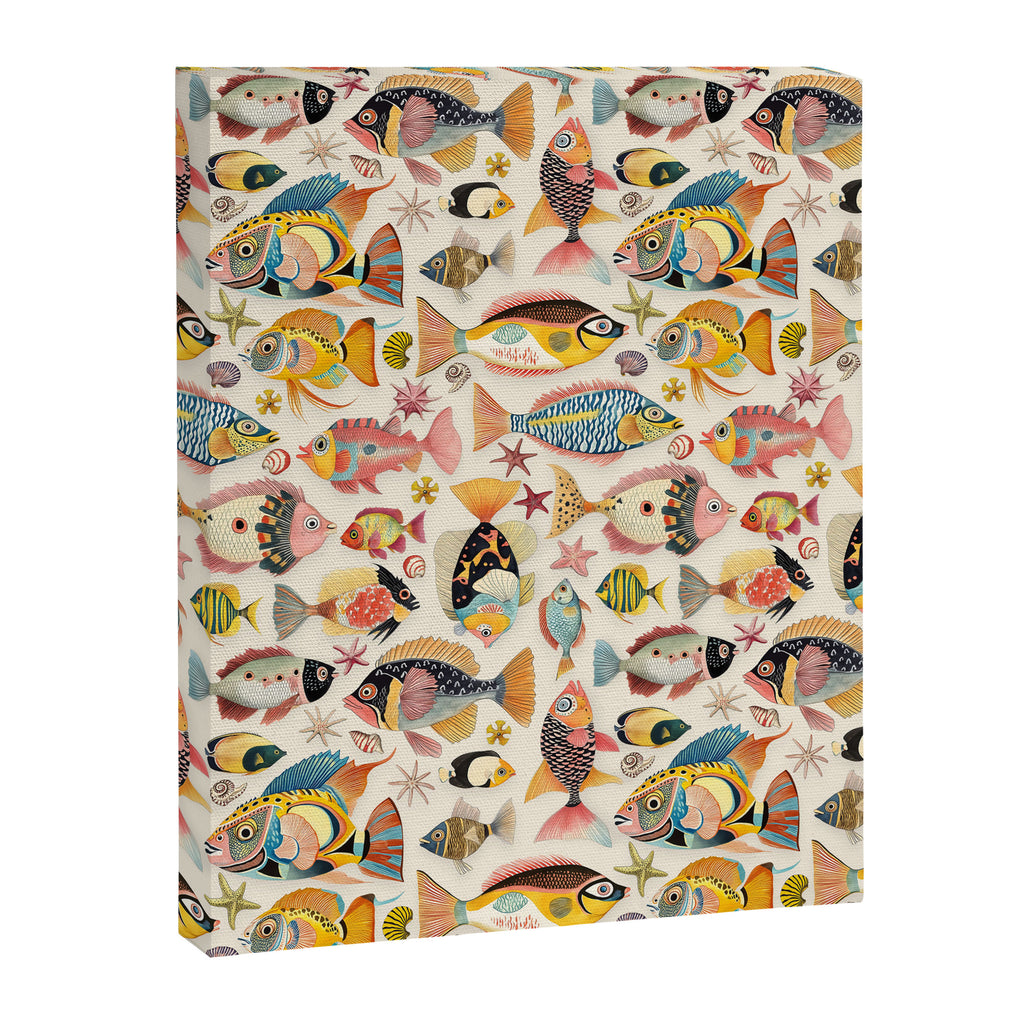 Whimsical Underwater World Multicolor Fish Pattern Canvas Print Gallery Image 8