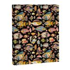 Whimsical Underwater World Multicolor Fish Pattern Black Canvas Print Gallery Image 8