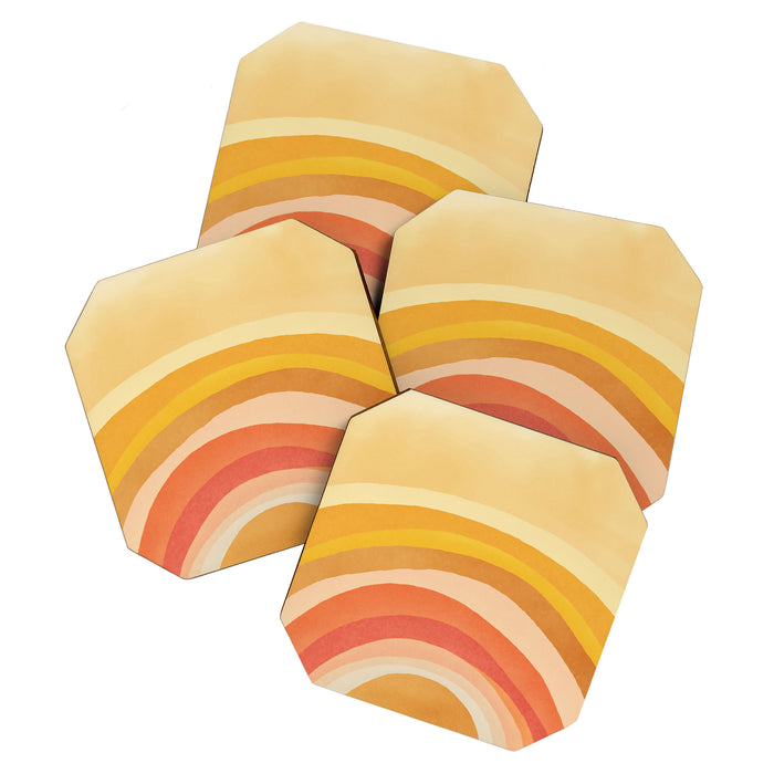 Whimsy Boho Rainbow Ombre Orange Yellow Coaster Gallery Image 1
