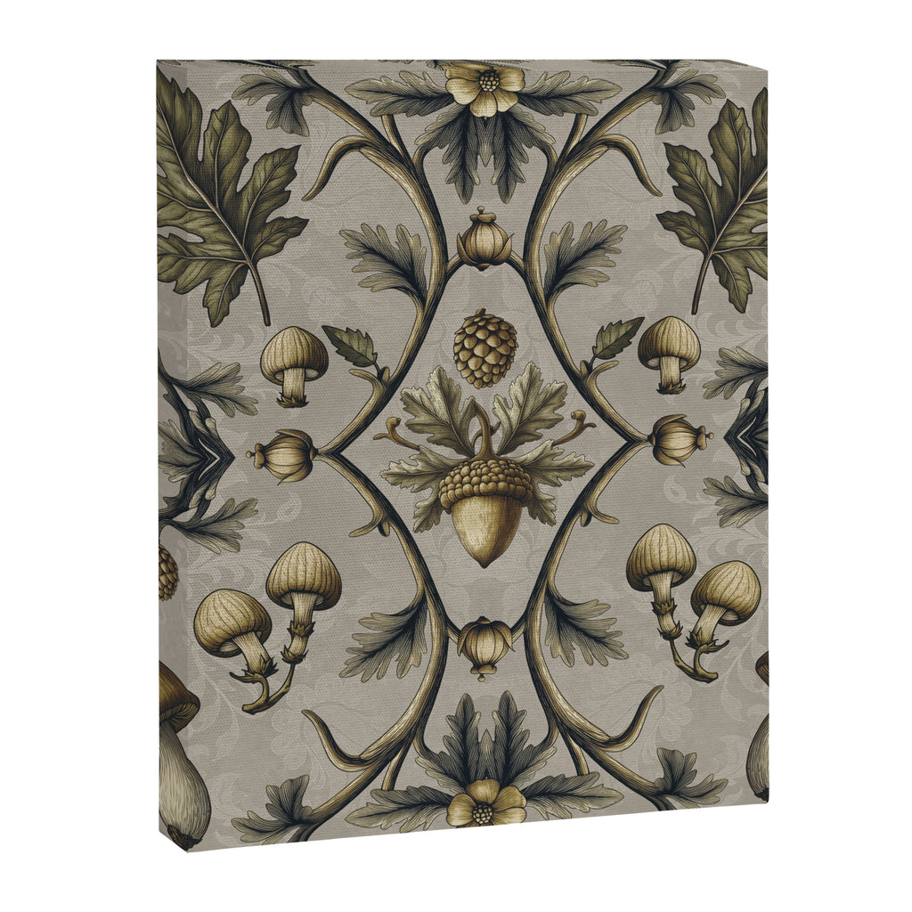 William Morris Style Forest Tales Cabincore Pattern Beige Canvas Print Gallery Image 8