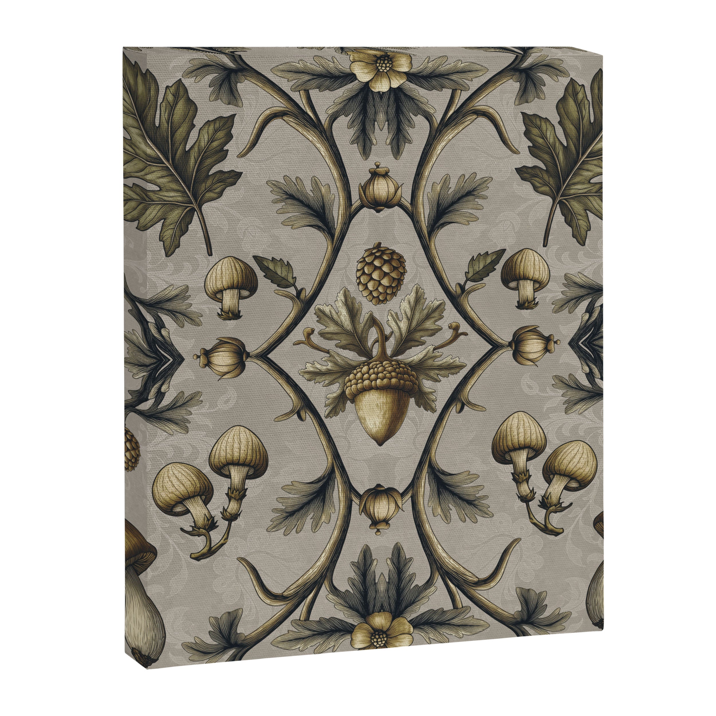 William Morris Style Forest Tales Cabincore Pattern Beige Canvas Print Gallery Image 8