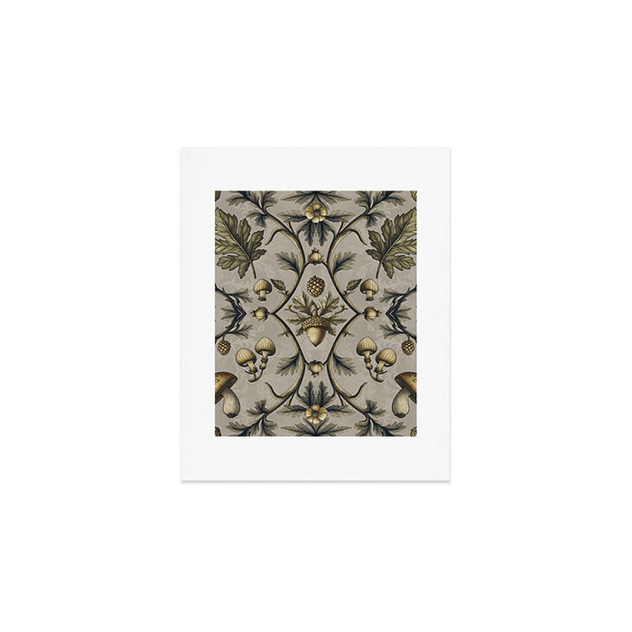 William Morris Style Forest Tales Cabincore Pattern Beige Art Print Gallery Image 1