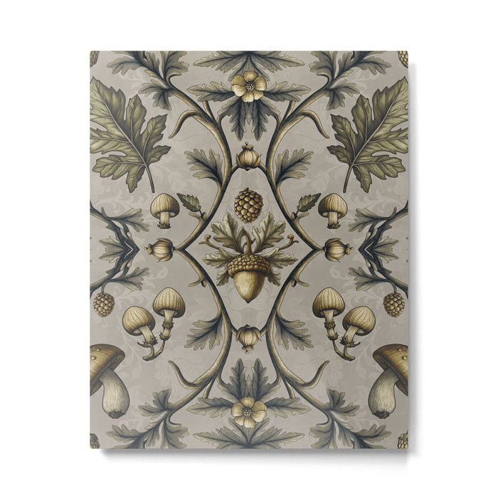 William Morris Style Forest Tales Cabincore Pattern Beige Metal Print Gallery Image 1