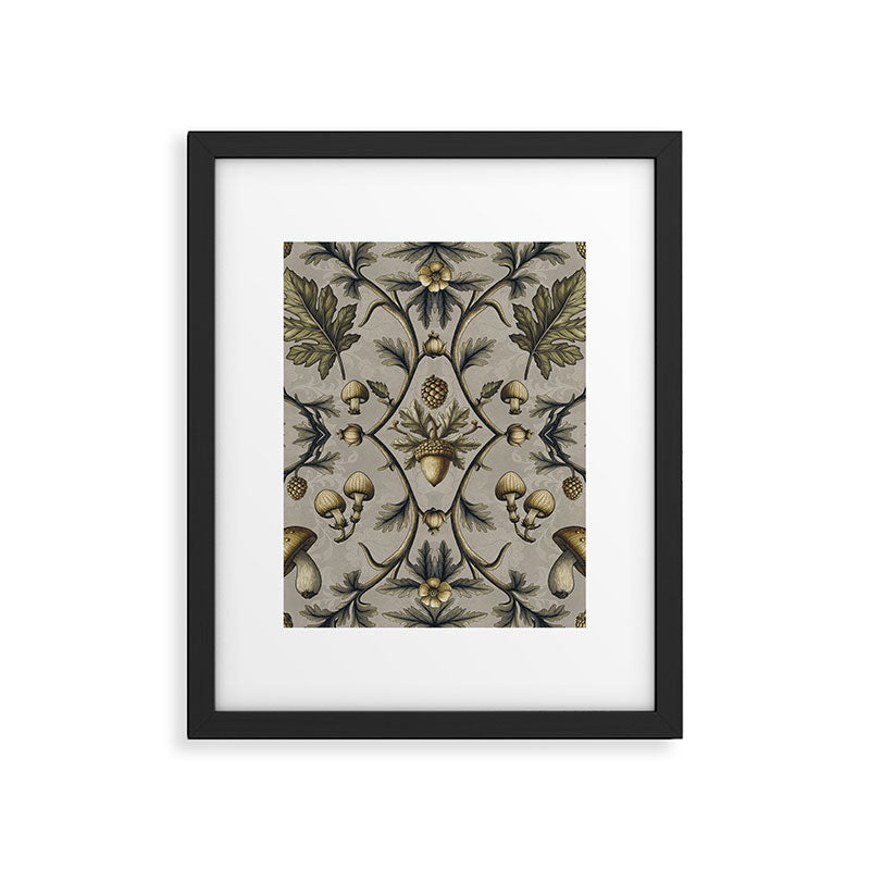 William Morris Style Forest Tales Cabincore Pattern Beige Framed Art Print Gallery Image 6