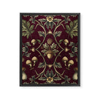 William Morris Style Forest Tales Cabincore Pattern Burgundy Red Framed Canvas Print Gallery Image 8