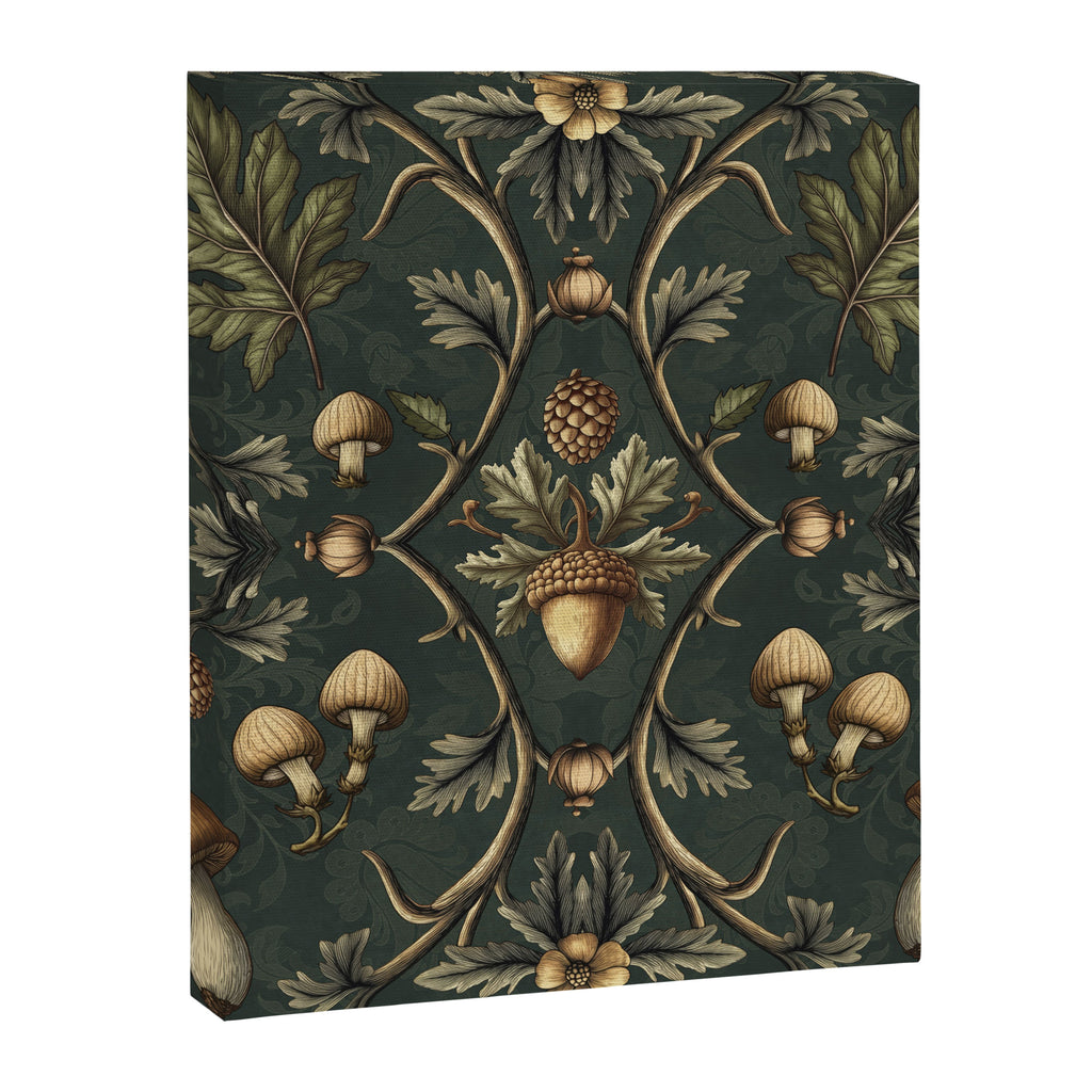 William Morris Style Forest Tales Cabincore Pattern Green Canvas Print Gallery Image 8
