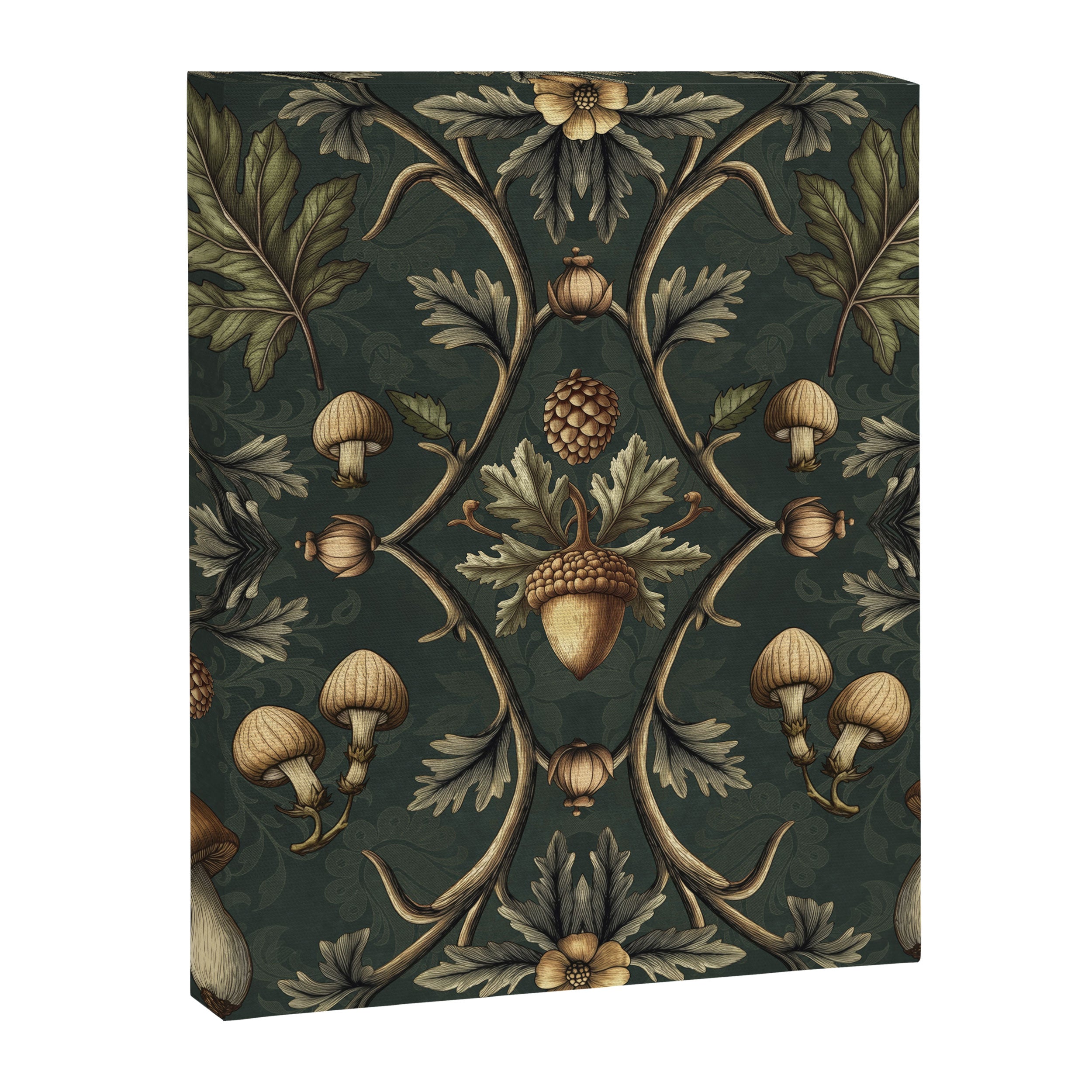 William Morris Style Forest Tales Cabincore Pattern Green Canvas Print Gallery Image 8
