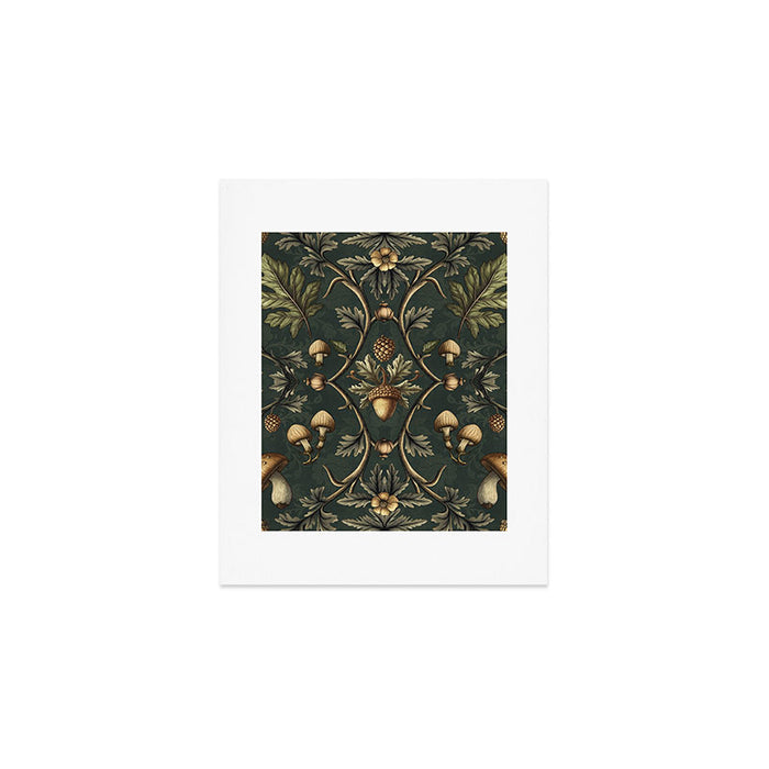 William Morris Style Forest Tales Cabincore Pattern Green Art Print Gallery Image 1
