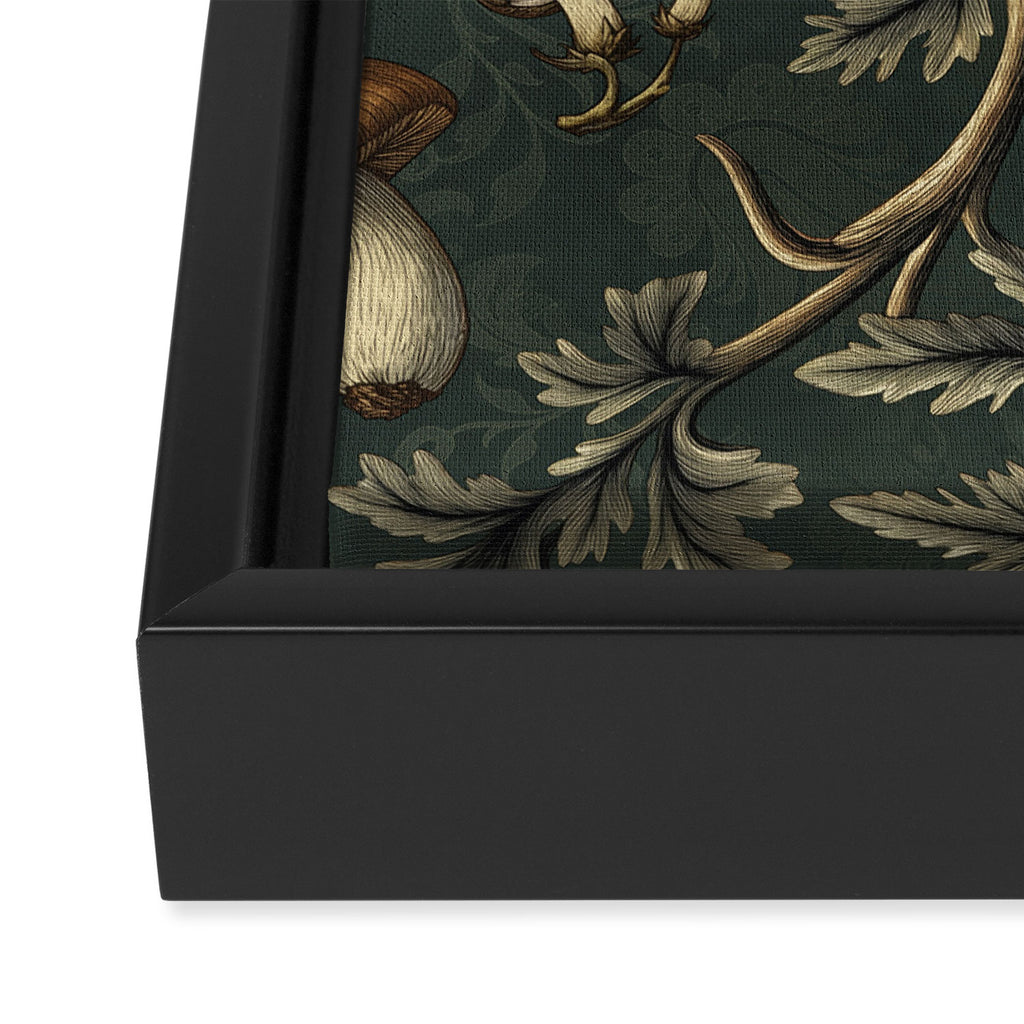 William Morris Style Forest Tales Cabincore Pattern Green Framed Canvas Print Gallery Image 3