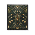 William Morris Style Forest Tales Cabincore Pattern Green Framed Canvas Print Gallery Image 8