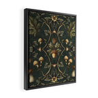 William Morris Style Forest Tales Cabincore Pattern Green Framed Canvas Print Gallery Image 2