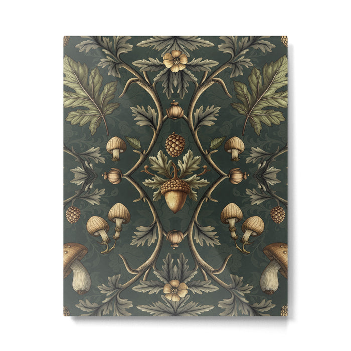 William Morris Style Forest Tales Cabincore Pattern Green Metal Print Gallery Image 1