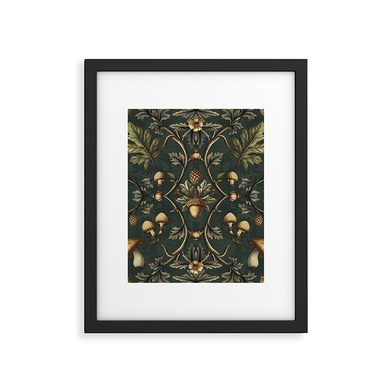 William Morris Style Forest Tales Cabincore Pattern Green Framed Art Print Gallery Image 6