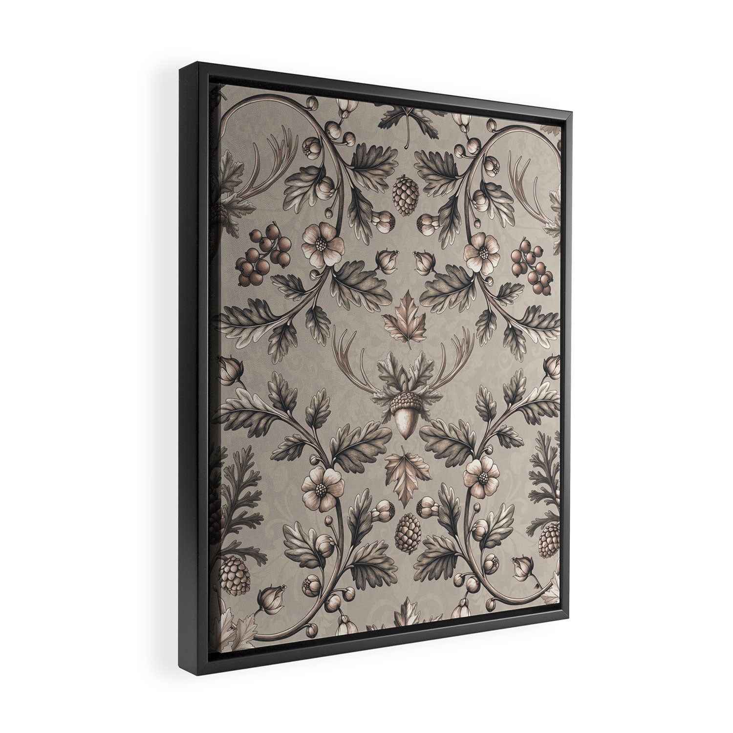 William Morris Woodland Nostalgia Beige Framed Canvas Print Gallery Image 2