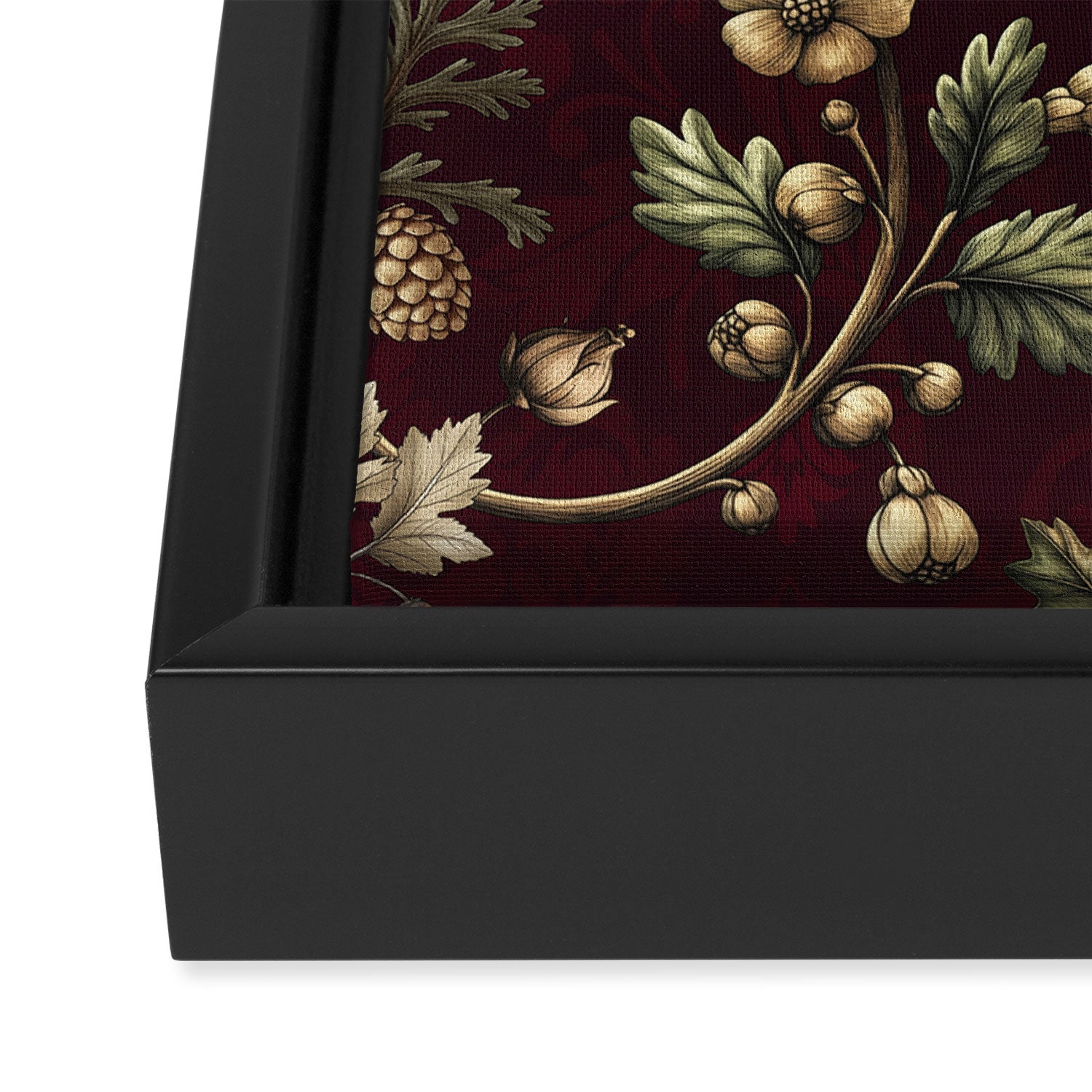 William Morris Woodland Nostalgia Burgundy Red Framed Canvas Print Gallery Image 3