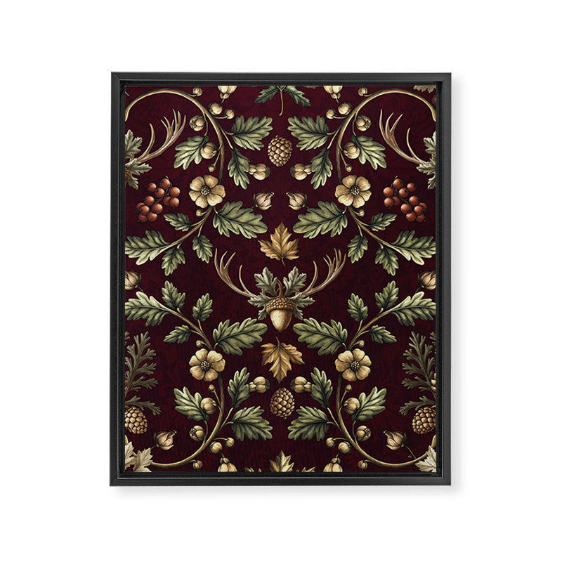 William Morris Woodland Nostalgia Burgundy Red Framed Canvas Print Gallery Image 6
