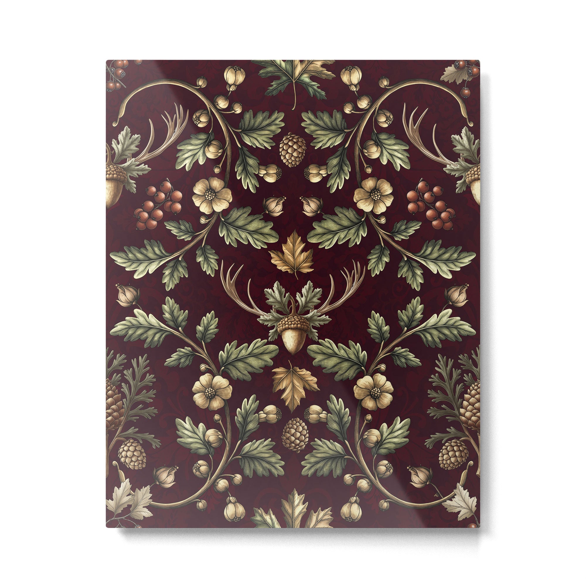 William Morris Woodland Nostalgia Burgundy Red Metal Print Gallery Image 4
