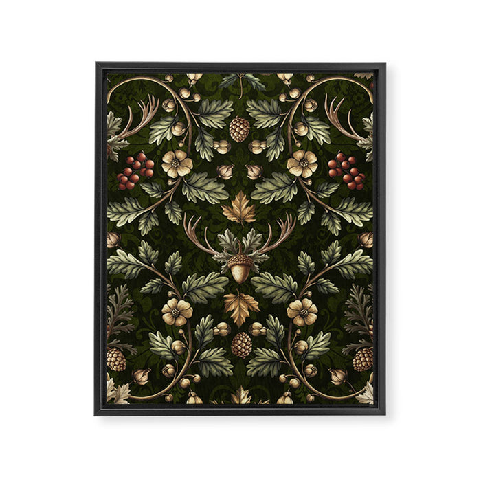 William Morris Woodland Nostalgia Emerald Green Framed Canvas Print Gallery Image 1