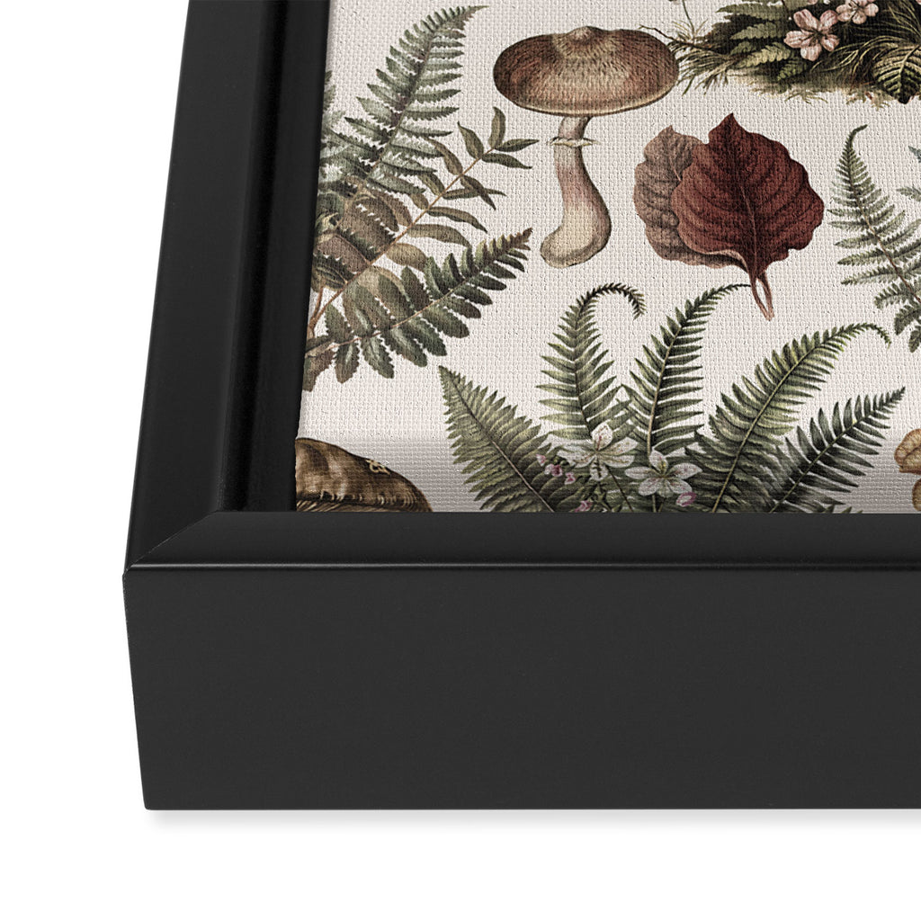 Woodland Vibes Mushroom And Fern Pattern Beige Framed Canvas Print Gallery Image 3