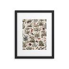 Woodland Vibes Mushroom And Fern Pattern Beige Framed Art Print Gallery Image 6