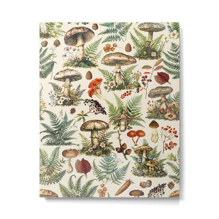 Woodland Vibes Mushroom And Fern Pattern Metal Print Gallery Image 1