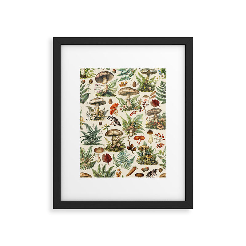 Woodland Vibes Mushroom And Fern Pattern Framed Art Print Gallery Image 6