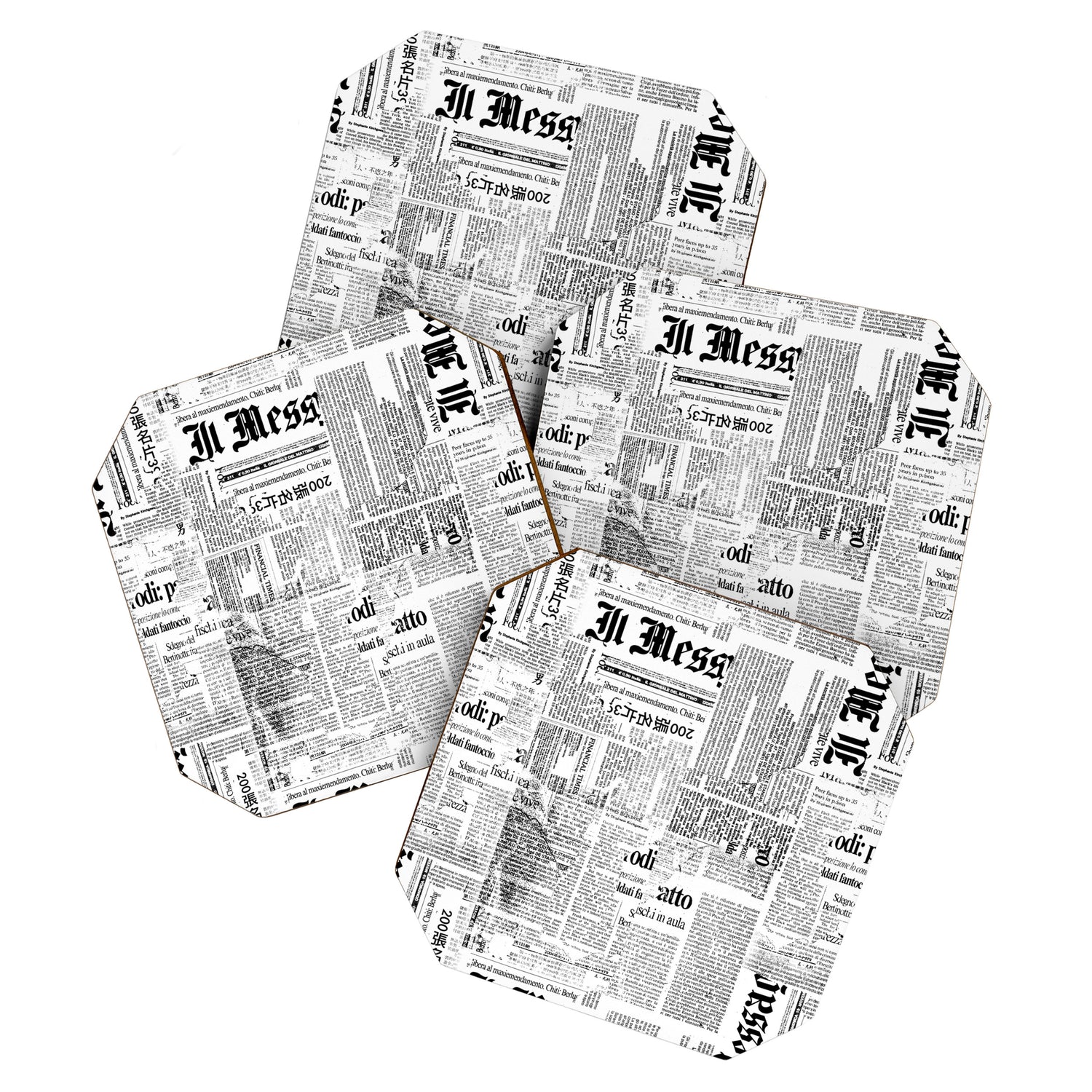 Black And White Collage Of Grunge Newspaper Fragments Coaster Gallery Image 1