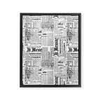 Black And White Collage Of Grunge Newspaper Fragments Framed Canvas Print Gallery Image 8
