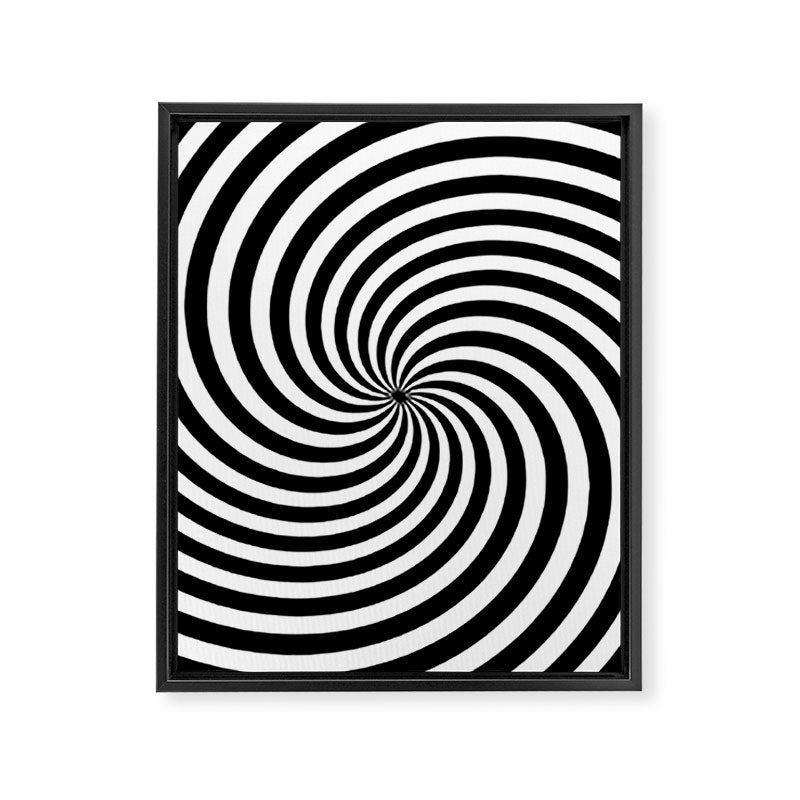 Black And White Op Art Spiral Framed Canvas Print Gallery Image 8