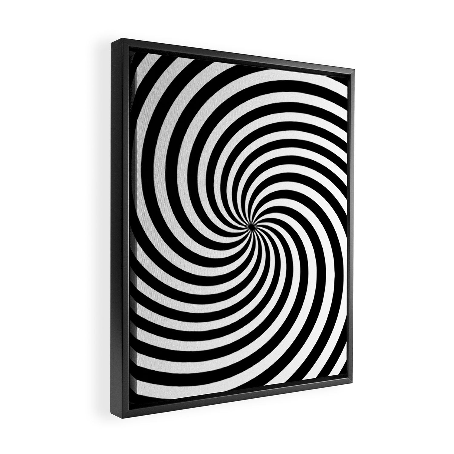 Black And White Op Art Spiral Framed Canvas Print Gallery Image 2