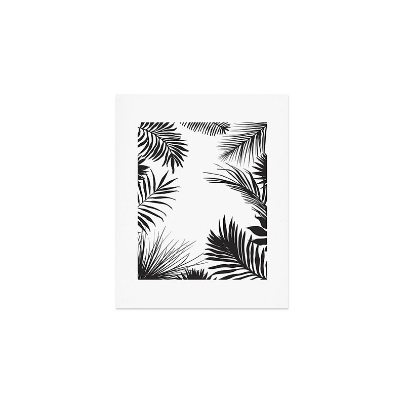 Black And White Palm Leaves Art Print Gallery Image 1