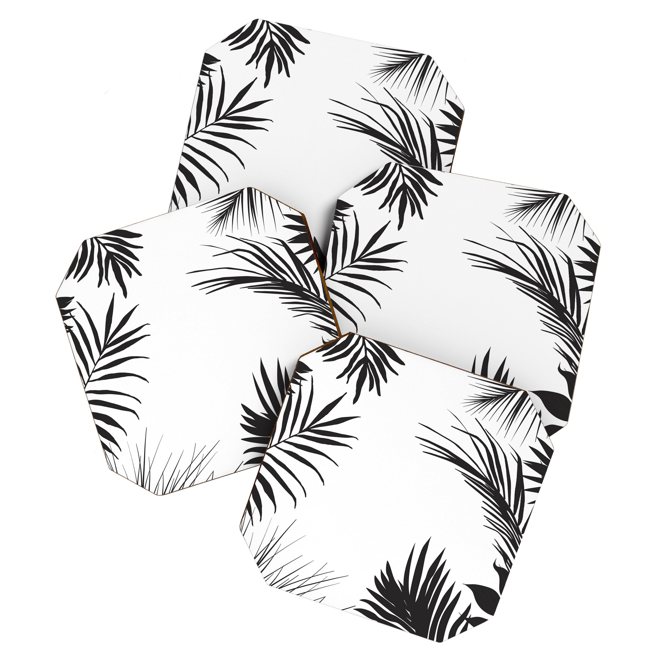 Black And White Palm Leaves Coaster Gallery Image 1